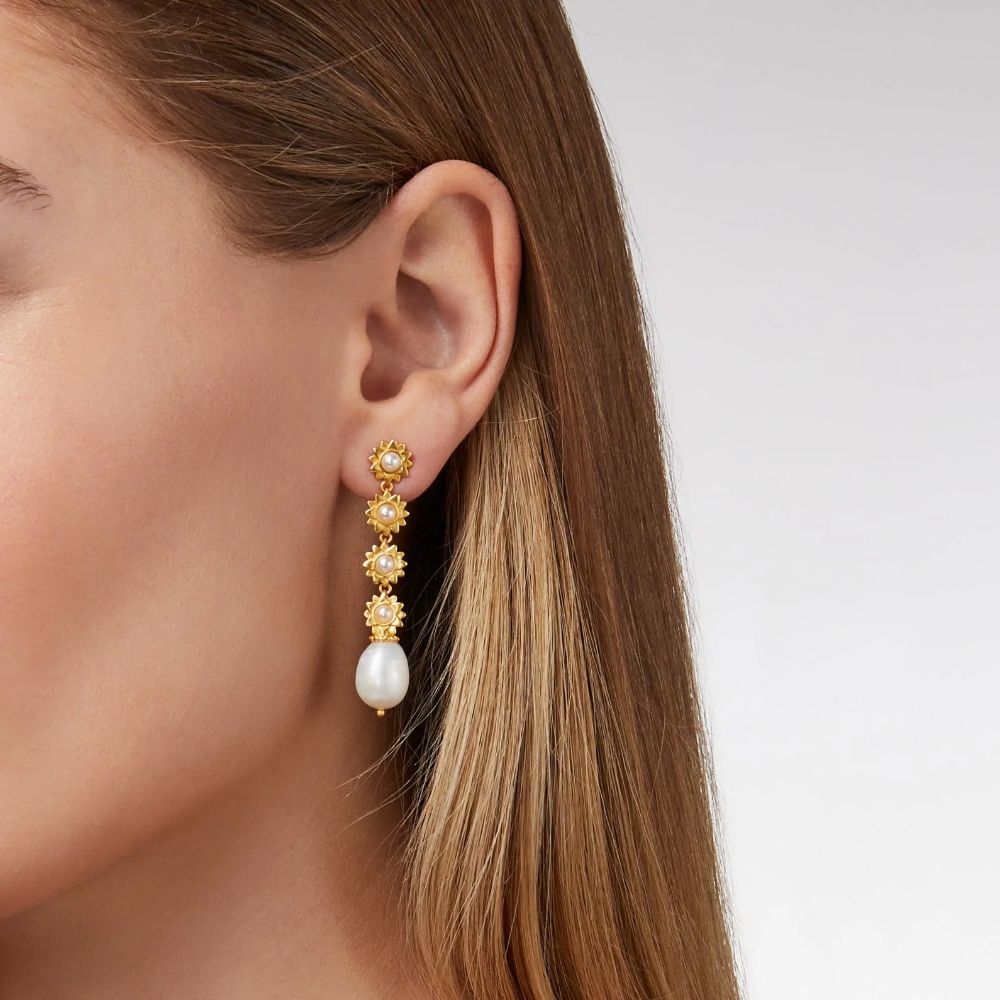 Julie Vos 24K Gold-Plated Flora Tier Swingy Earrings with Pearls