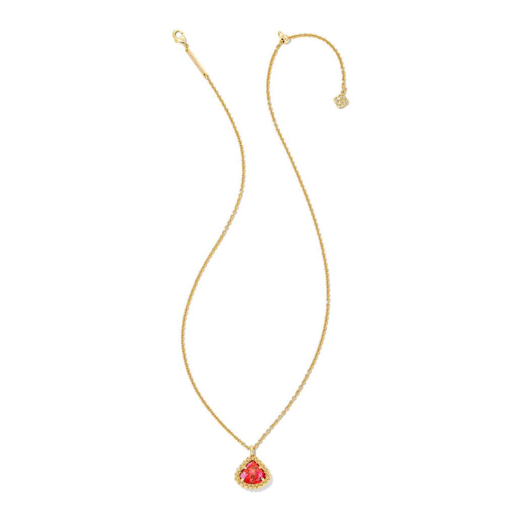Kendra Scott Gold-Plated Short Pendant Necklace with Framed Kendall Design - A Fashionable Jewelry Piece