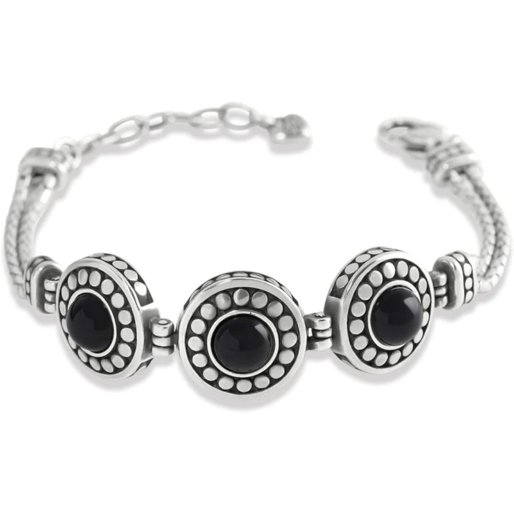 Elegant Reversible Brighton Bracelet with Onyx Cabochons and Pebble Textures
