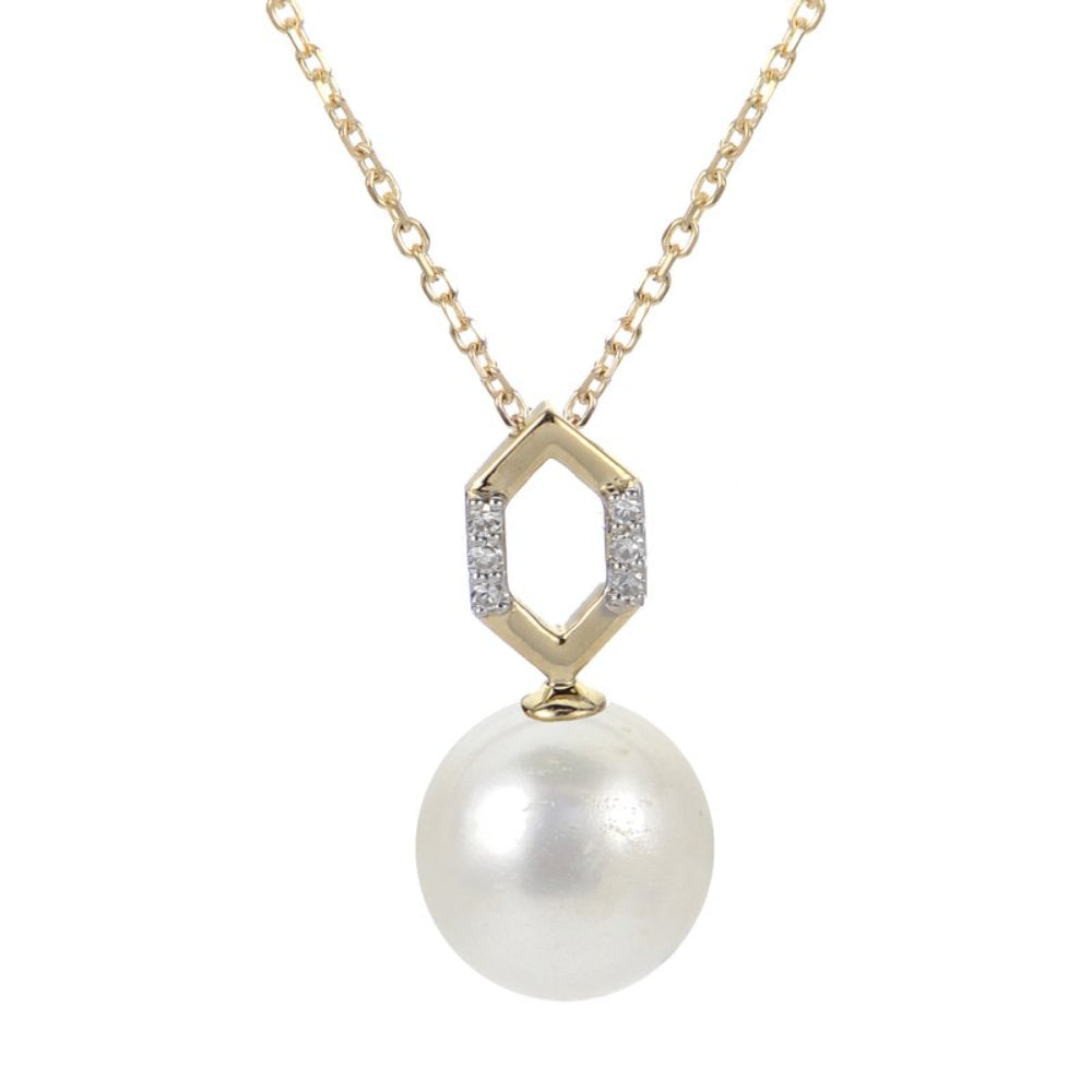Exquisite 14kt Gold Pendant with Freshwater Pearl and Sparkling Diamonds