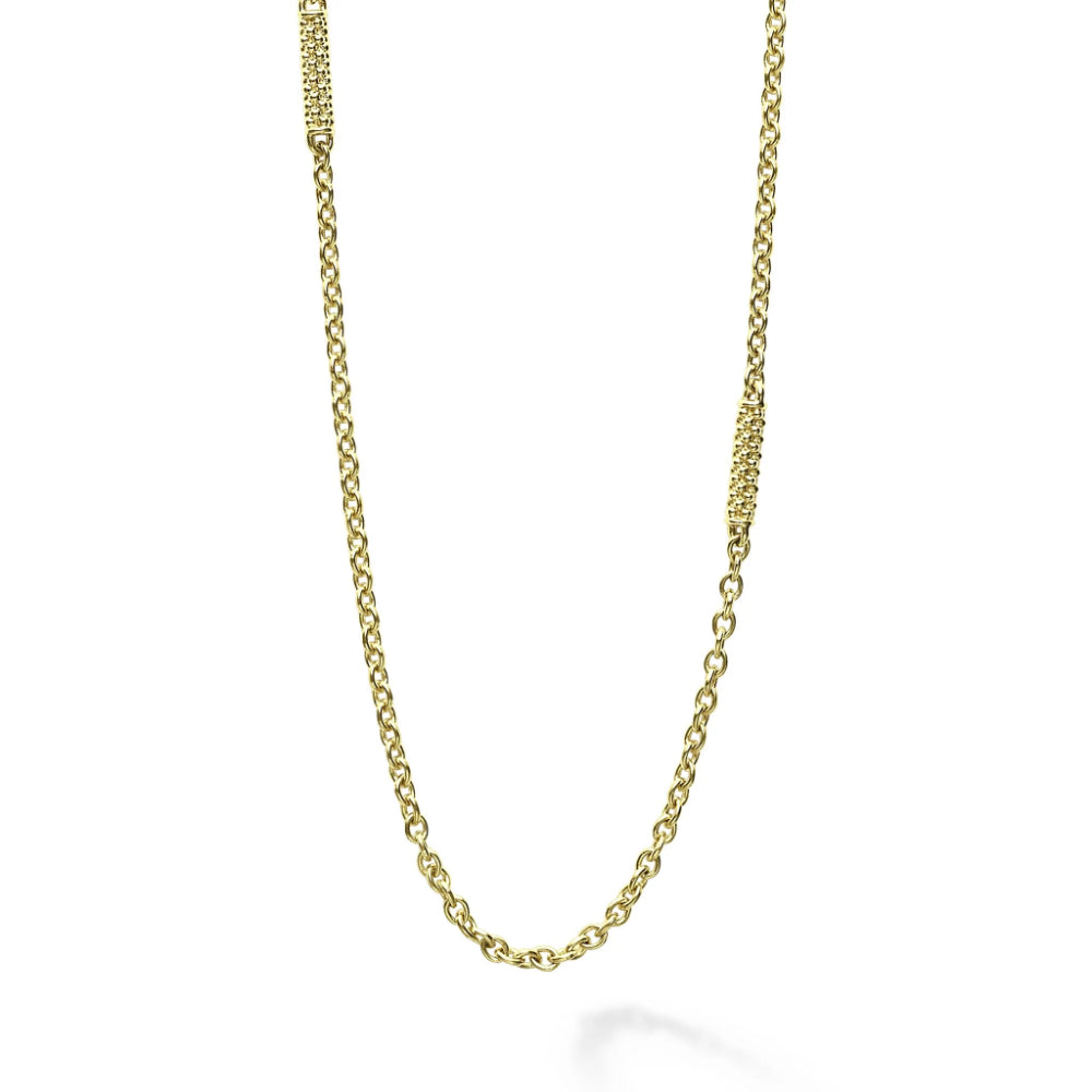 18k Gold Lagos Superfine Caviar 32-Inch 7-Station Chain Necklace