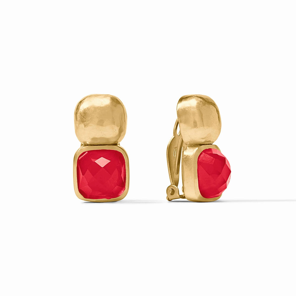 Julie Vos Catalina Clip - On Fashion Earrings with a Unique Gemstone Design