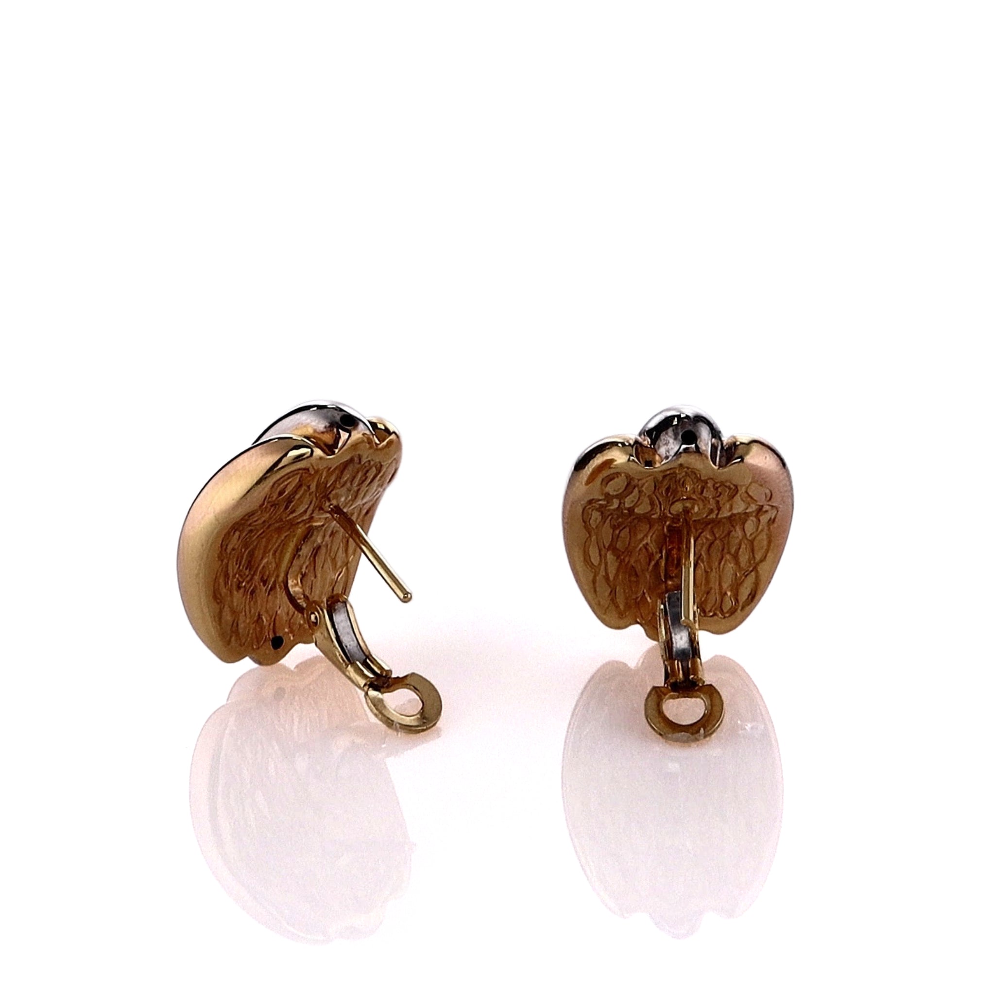 18k Tri-Tone Estate Puffed Rice Style Stud Earrings for Fashion Lovers