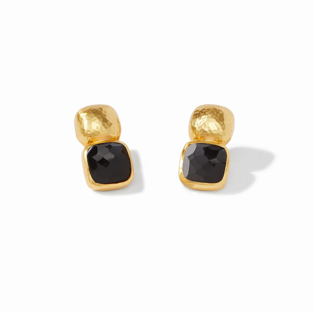 Julie Vos Catalina Stacked Square and Gemstone Earrings with 24k Gold Plate
