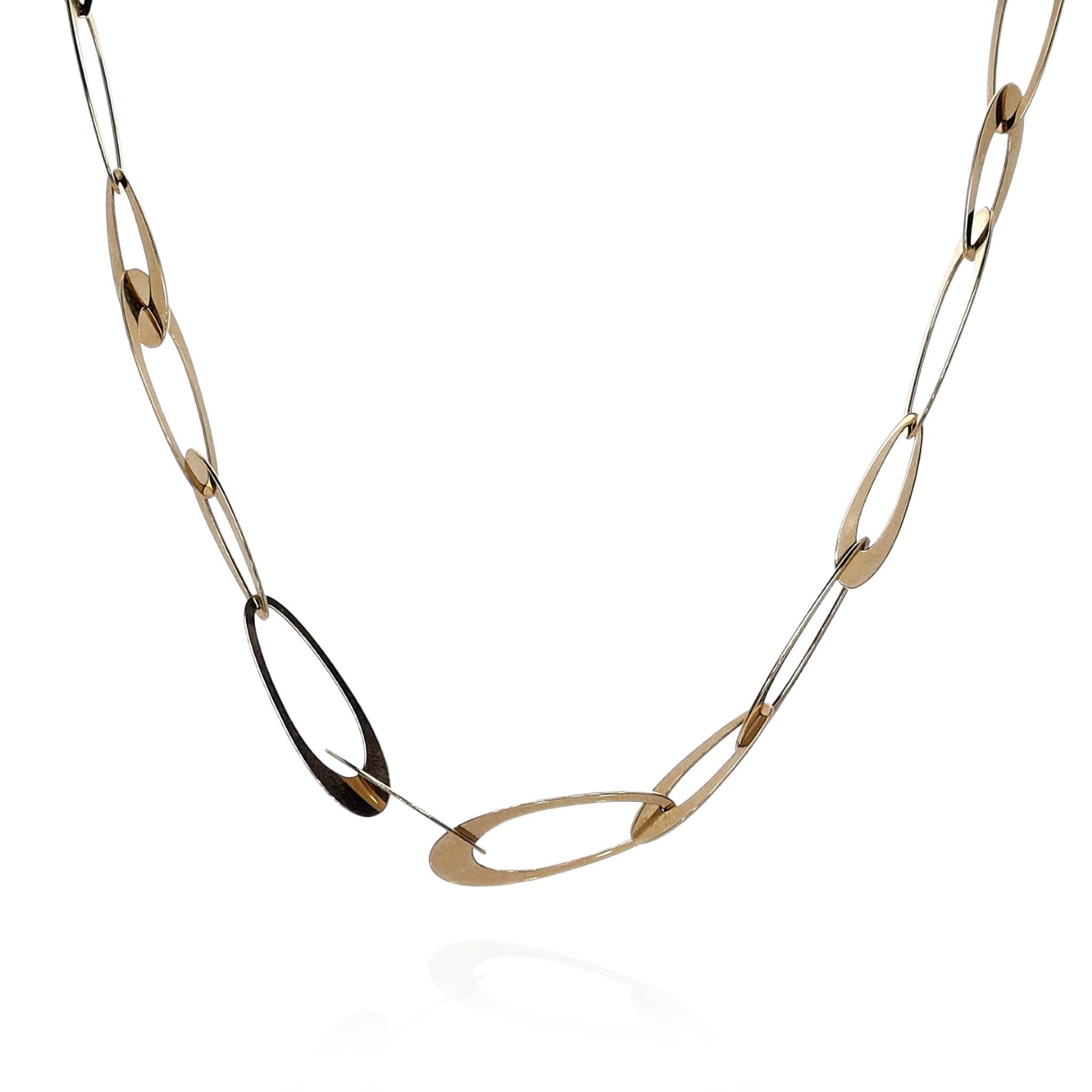 18-Inch Adjustable 14k Yellow Gold Italian Oval Link Chain Necklace with High Polish Finish