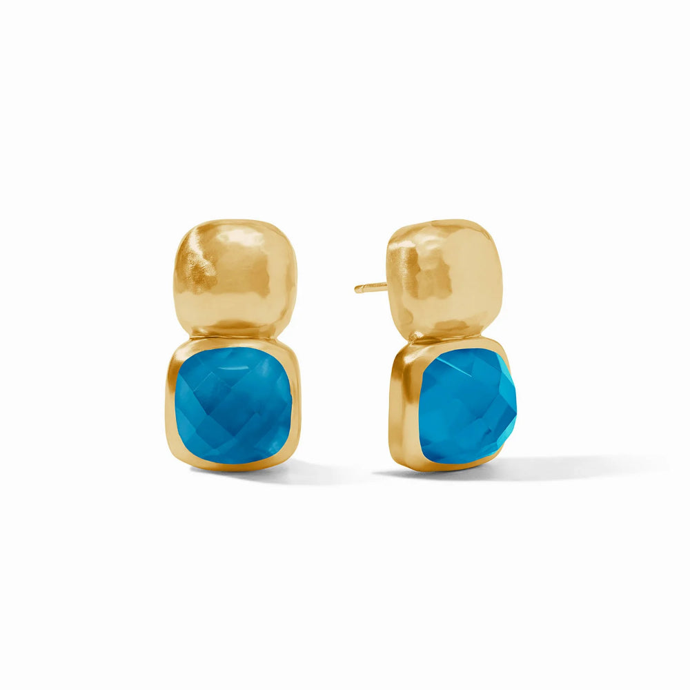 Julie Vos Catalina Stacked Square and Gemstone Earrings with 24k Gold Plate