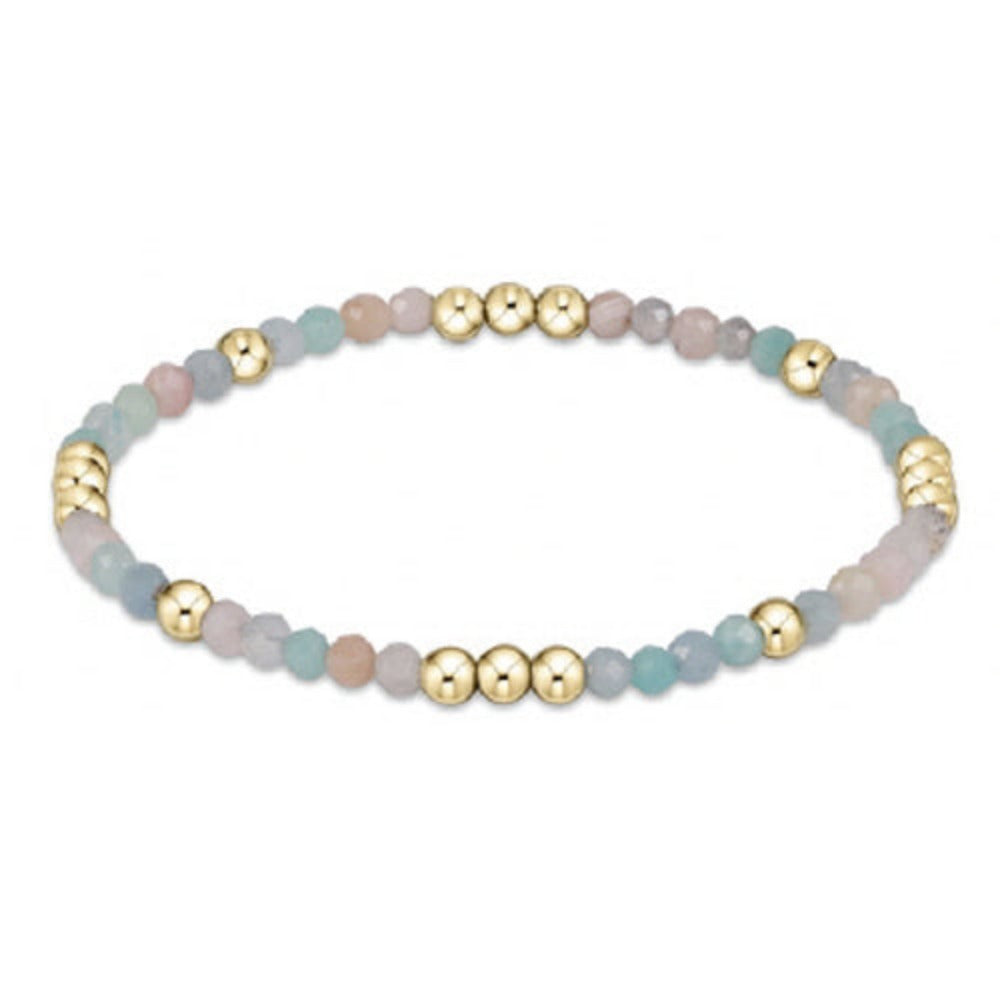 Exquisite 3mm Gemstone Bead Bracelet in Worthy Pattern, 14kt Gold-Filled, 6.25