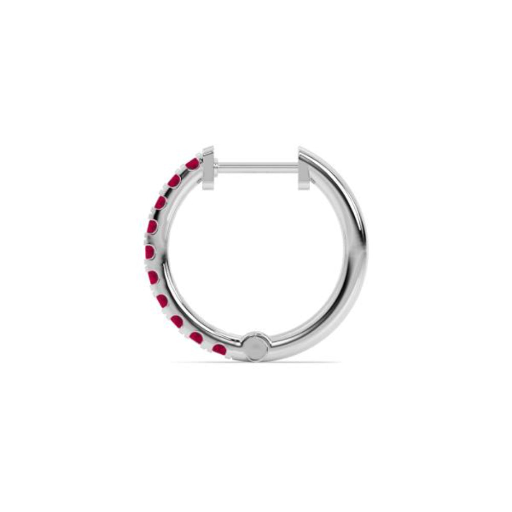 14k White Gold Ruby Hoop Earrings by Smyth Jewelers