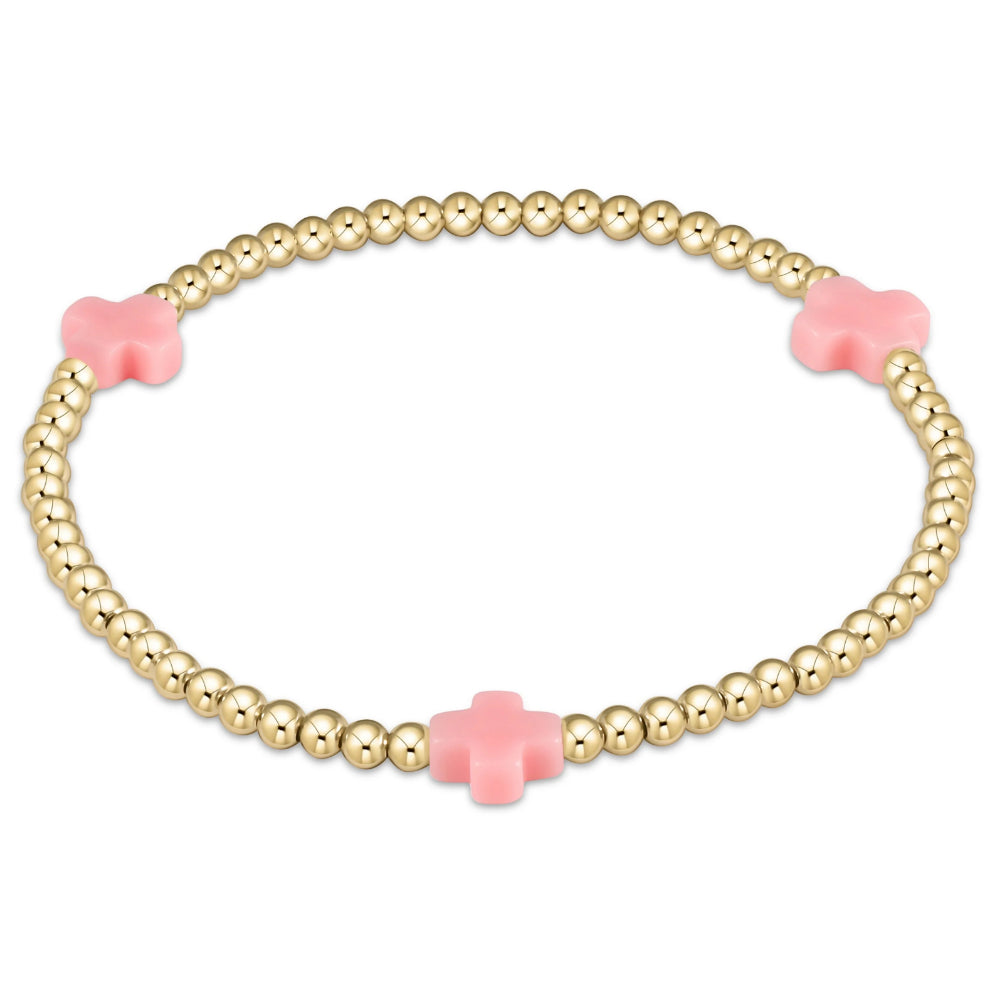 enewton 5.5-inch Pink egirl Signature 3mm Gold Pattern Bead Bracelet