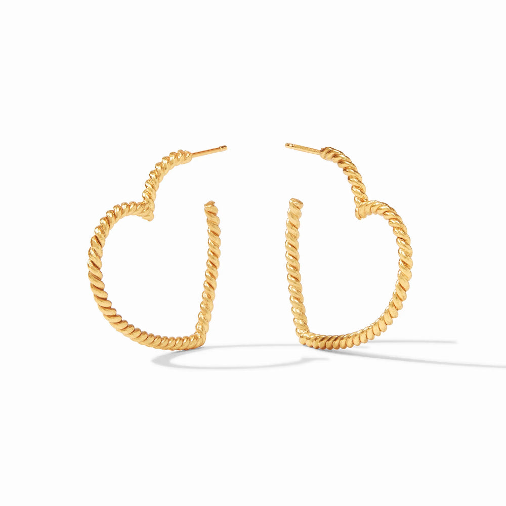 Julie Vos Esme Heart-Shaped Twisted Wire Hoop Earrings in 24K Gold Plate