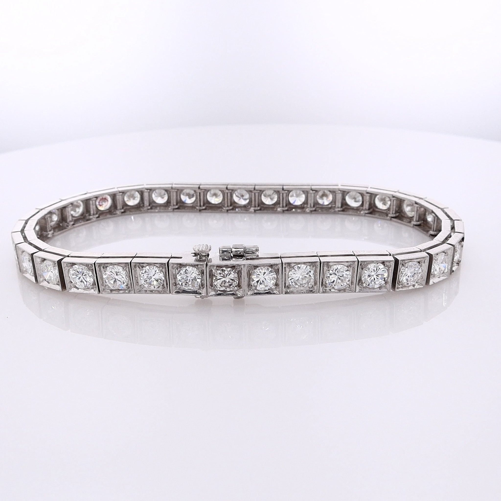 Estate Luxury Platinum Tennis-Style Diamond Block Bracelet for Elegant Wrist Adornment