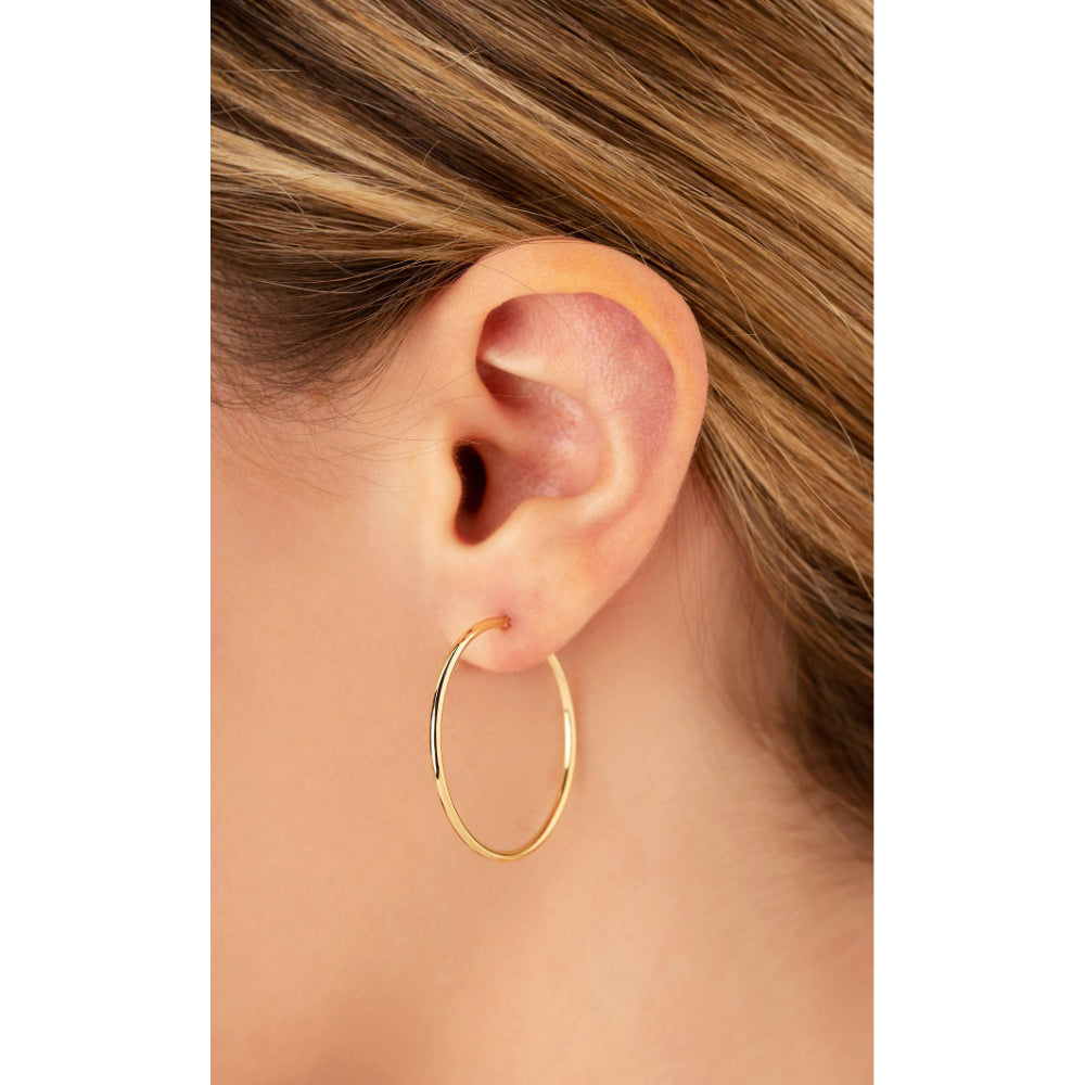 Exquisitely Polished 14k Gold Hoop Earrings for Women's Fashion Jewelry
