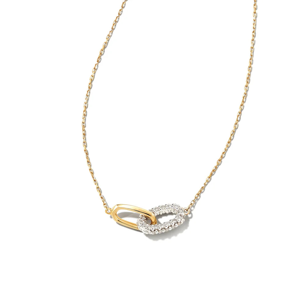 Kendra Scott Elisa 14k White Diamond Interlocking Gold Pendant Necklace