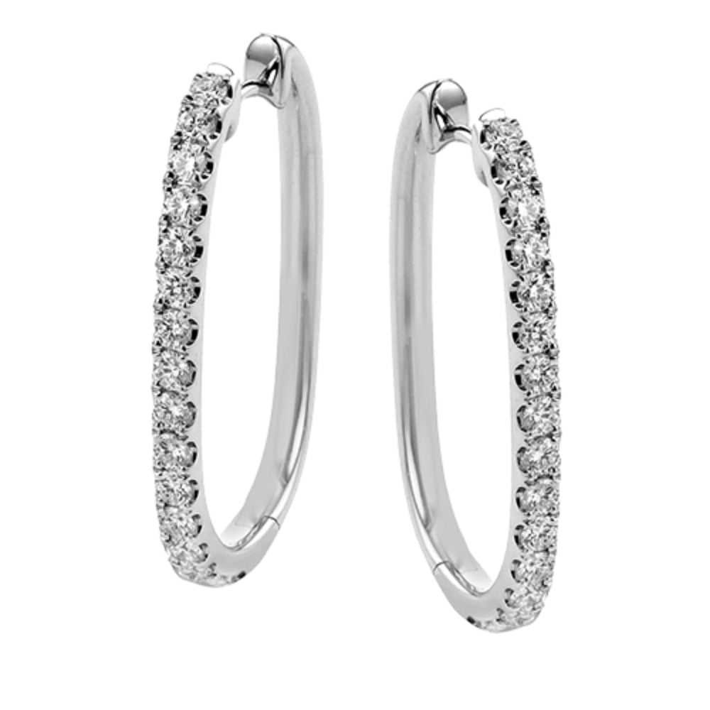 18k White Gold G VS Diamond Hoop Earrings by Simon G.