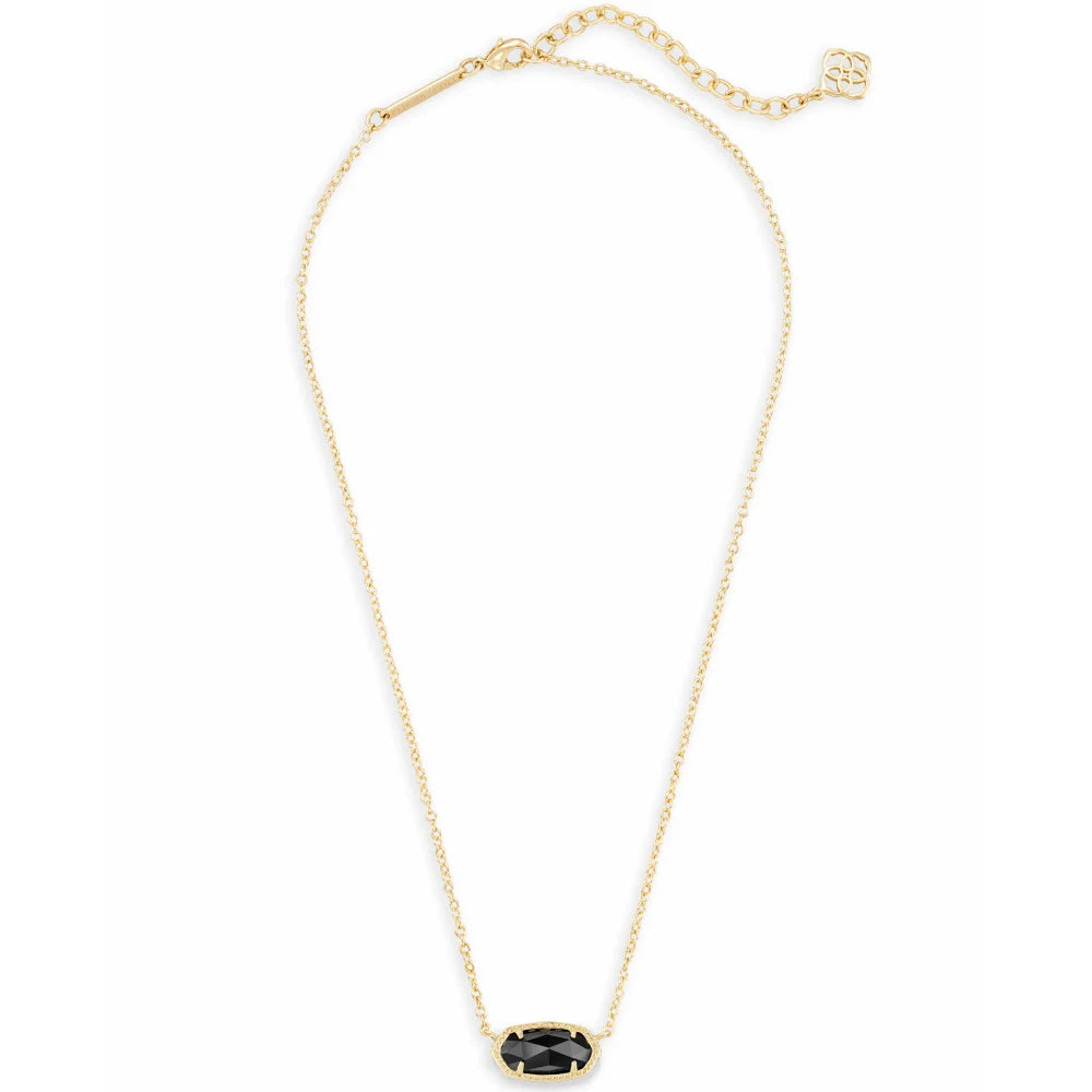 Kendra Scott's Elegant 14k Gold-Plated Elisa Pendant Necklace with Black Opaque Glass