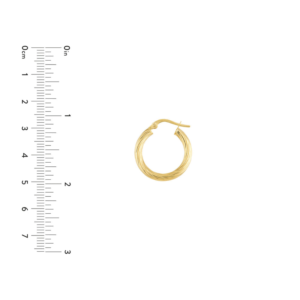 14k Yellow Gold Fashionable Spiral Tube Hoop Earrings for a Modern Look
