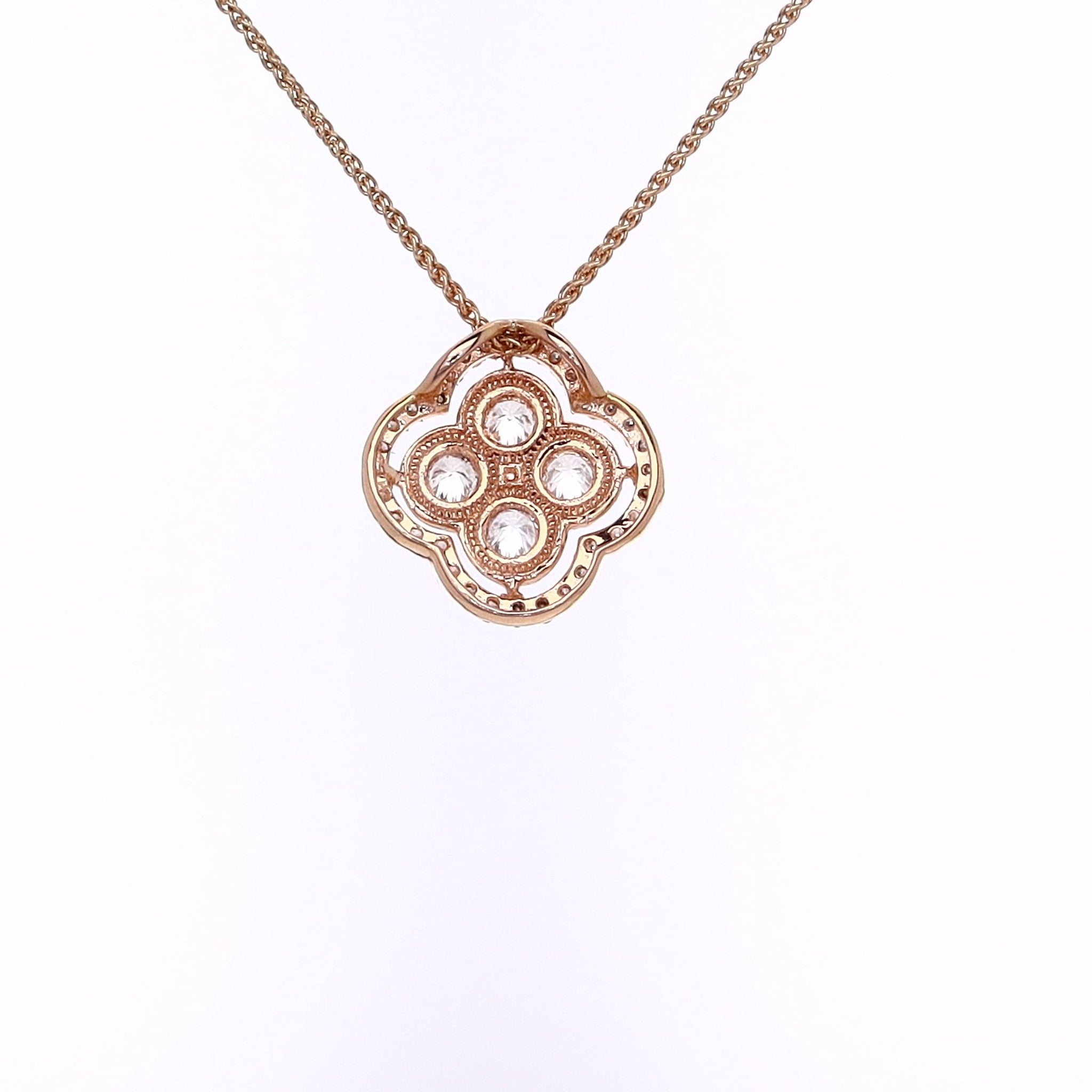 Estate 14 Karat Rose Gold Diamond Pendant Necklace - A Stunning Jewelry Piece for Women