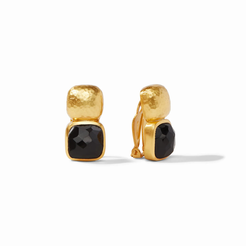 Julie Vos Catalina Clip - On Fashion Earrings with a Unique Gemstone Design
