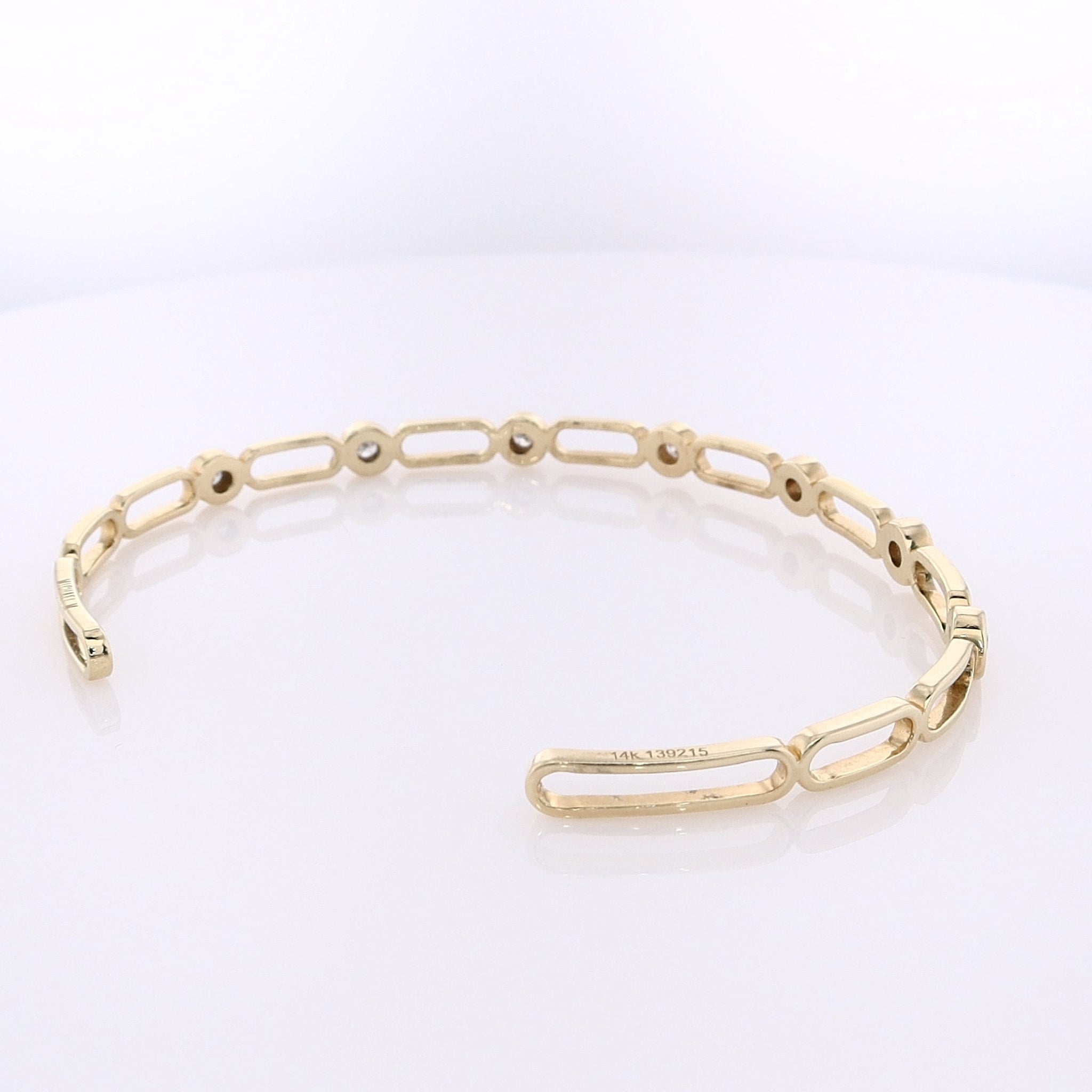 Michael M 14K Yellow Gold Diamond Open Oval Link Cuff Bracelet