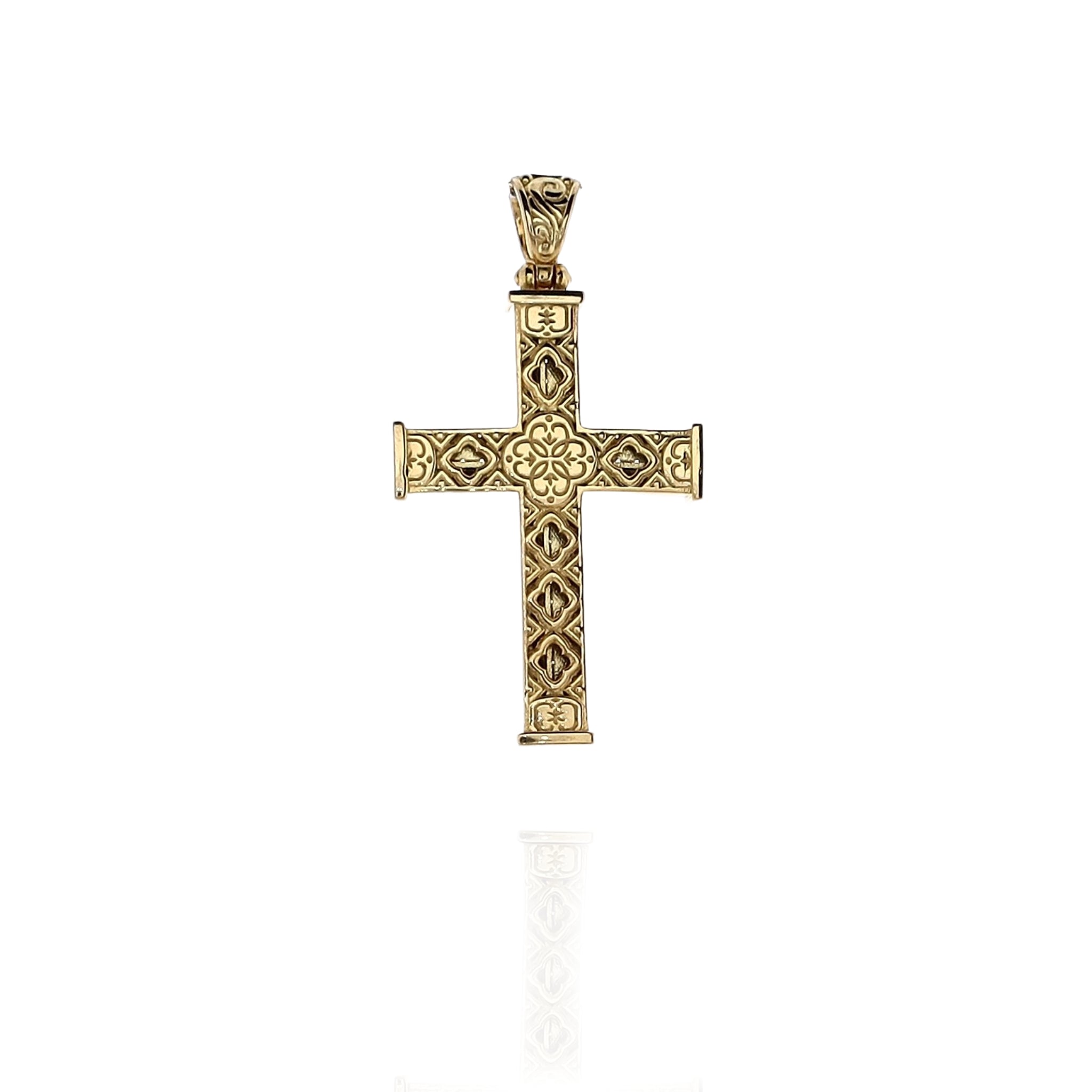 18kt Gold Konstantino Kavafi Black Diamond Cross Pendant