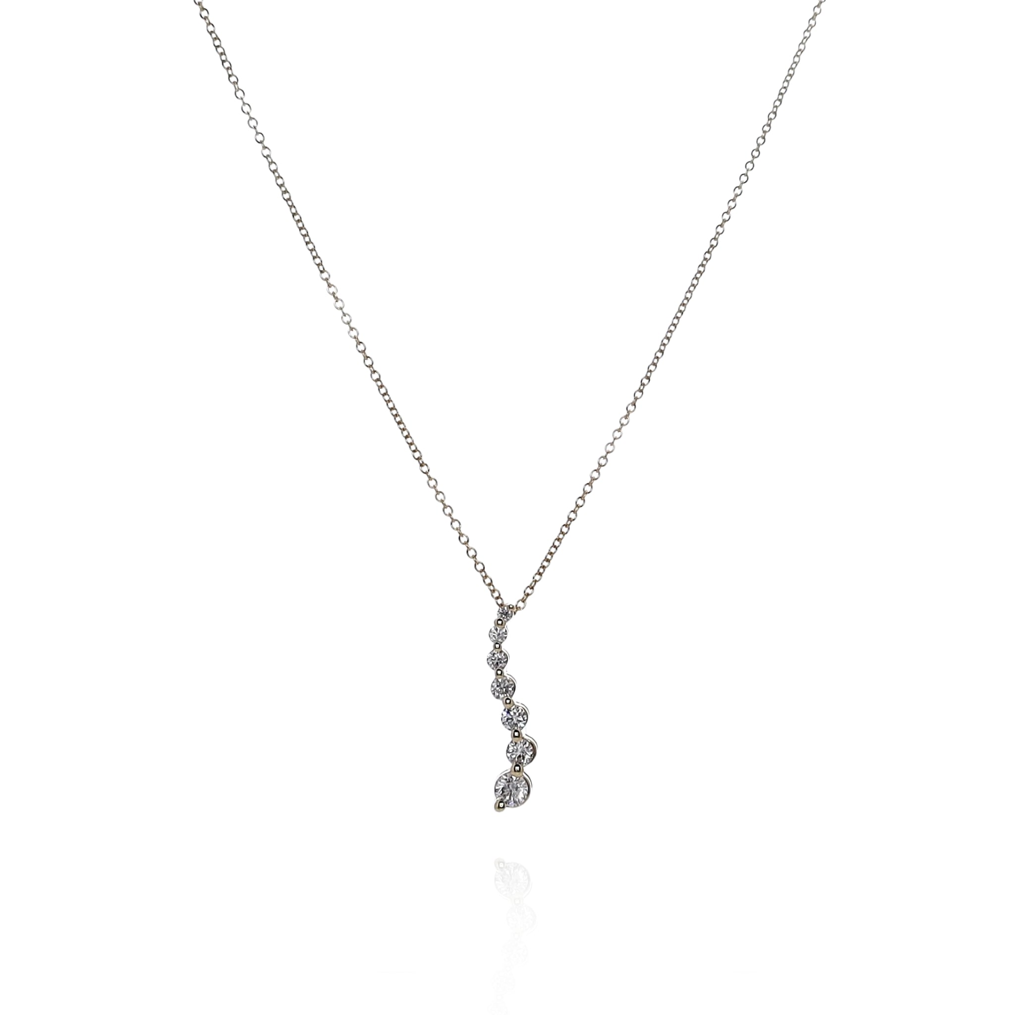 14k Yellow Gold 18-Inch S Style Journey Pendant Necklace with 0.50 - 0.59 Carat Round Brilliant Cut Diamonds