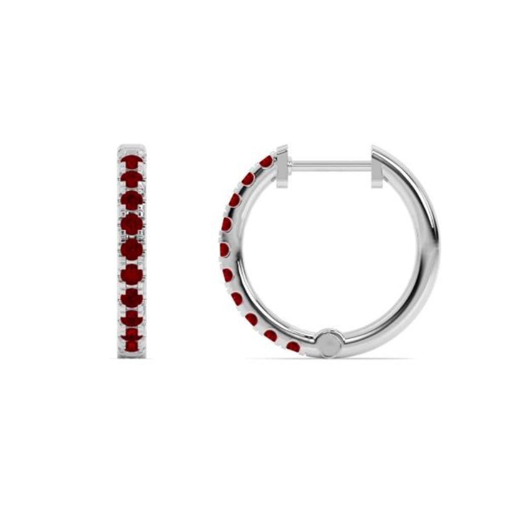 14k White Gold Garnet Gemstone Hoop Earrings by Smyth Jewelers