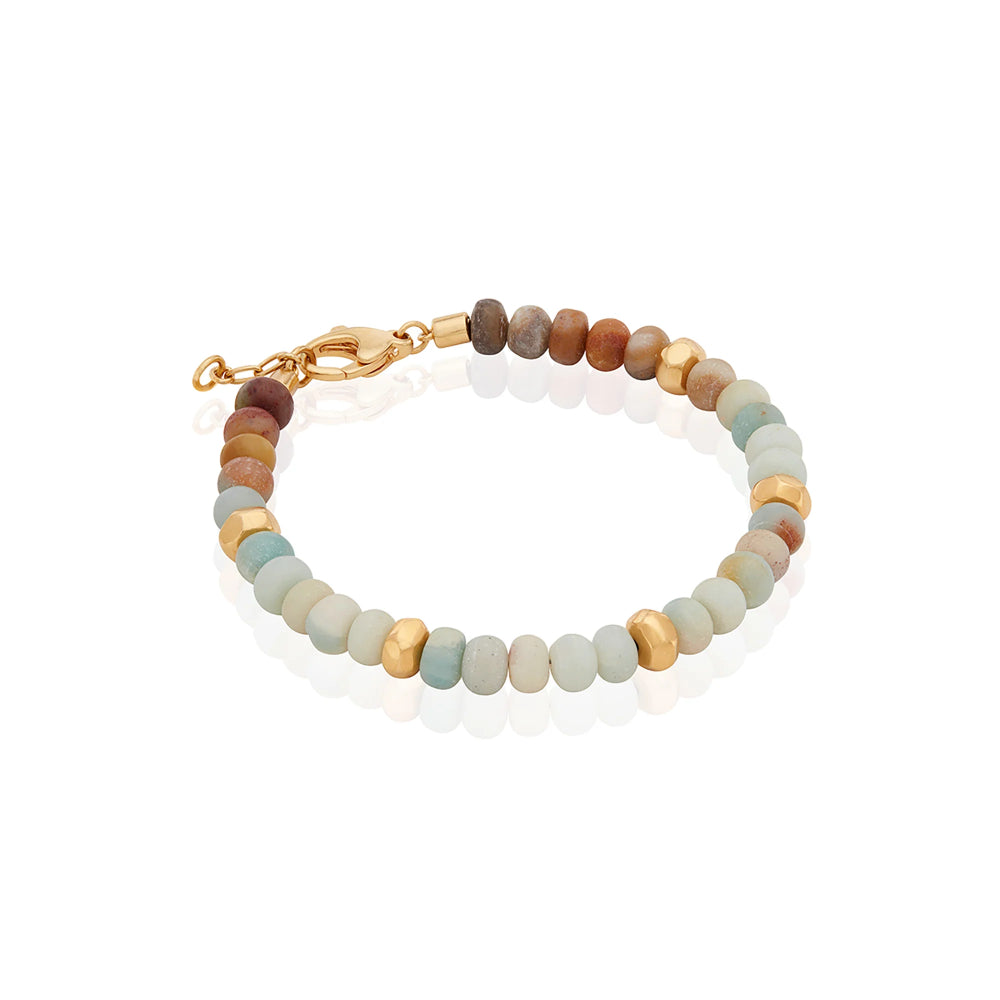 Stunning Anna Beck Bracelet with Multicolored Amazonite and 18k Gold Vermeil Beads