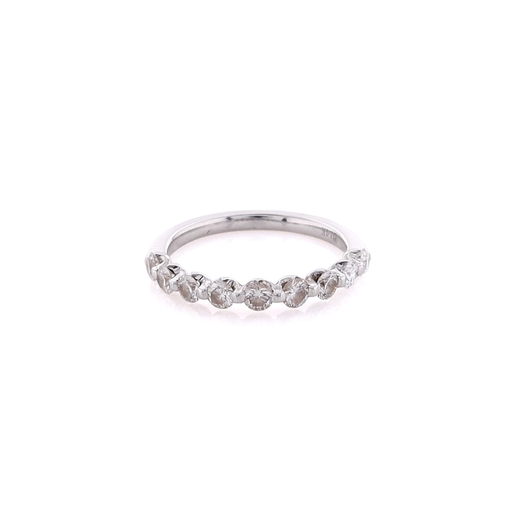 Exquisite 14K White Gold Shared Prong Diamond Wedding Ring Size 7.5