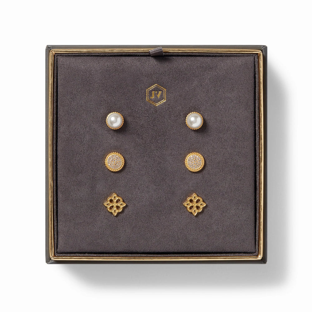 Julie Vos Marie Three - Piece Stud Earrings Gift Set for Everyday and Formal Wear