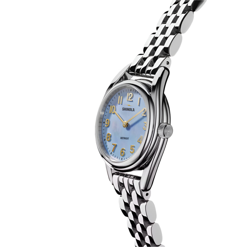 Shinola 30mm Derby Quartz Watch with Blue Mother of Pearl Dial