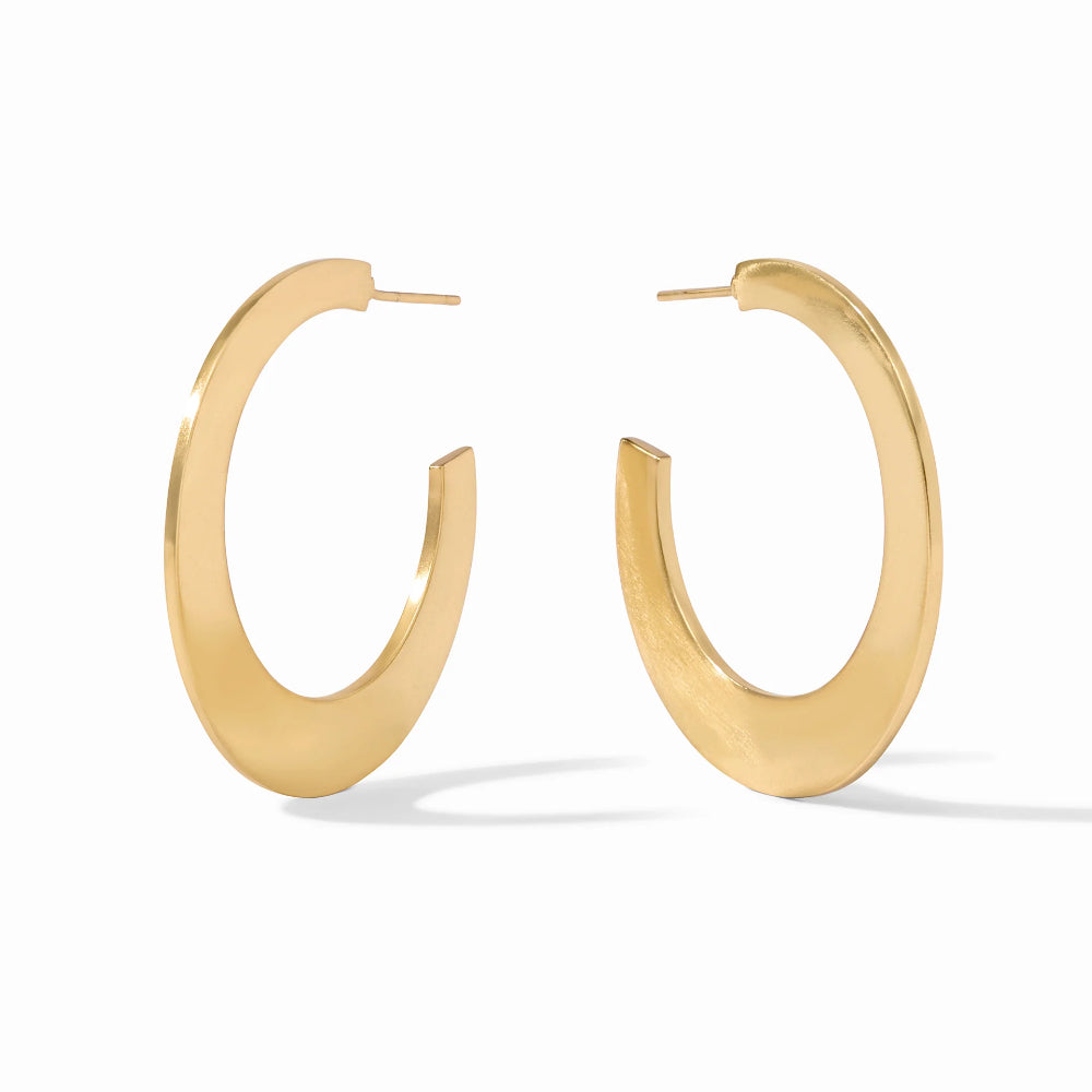Julie Vos Luna Style Flat Gold-Plated Hoop Earrings