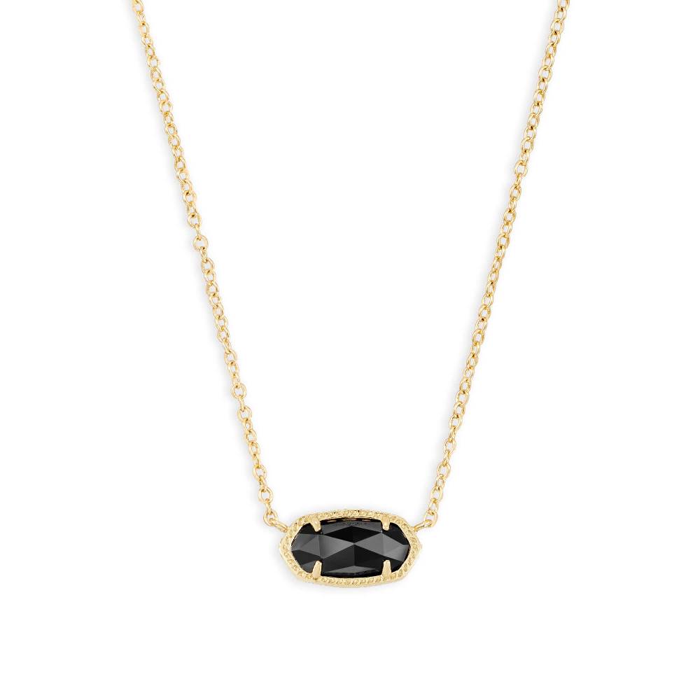 Kendra Scott's Elegant 14k Gold-Plated Elisa Pendant Necklace with Black Opaque Glass