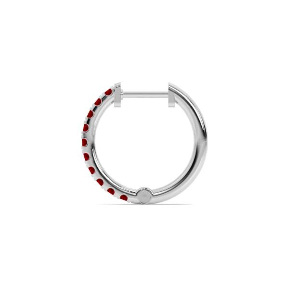 14k White Gold Garnet Gemstone Hoop Earrings by Smyth Jewelers