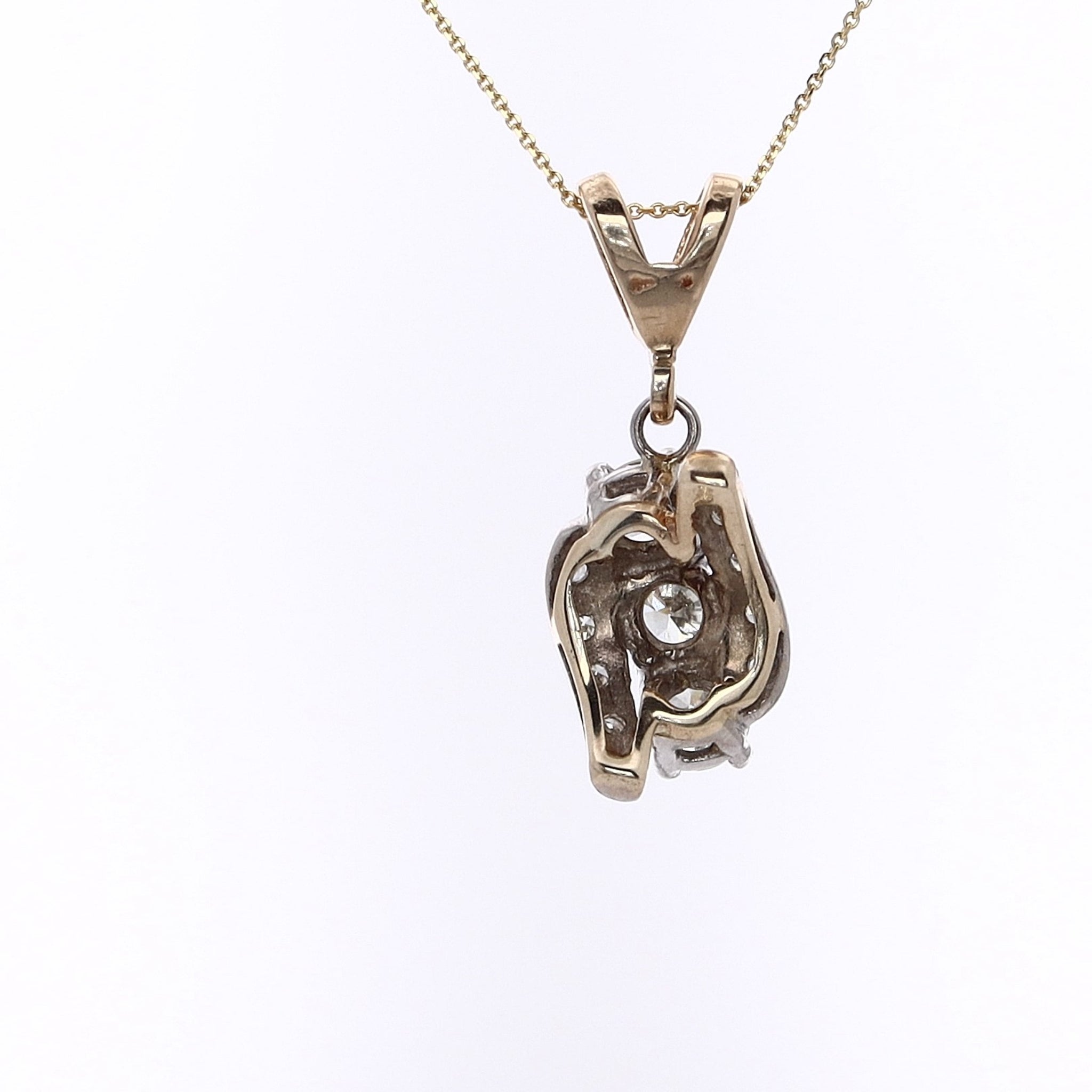 Luxury 14 Karat Two-Tone Three Row Diamond Pendant Necklace for Women - A Stunning Jewelry Piece