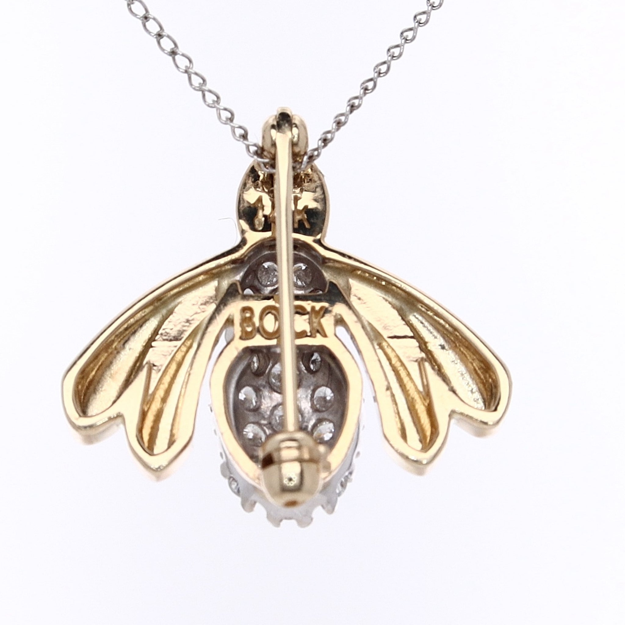 14 Karat Two-Tone Estate Bee-Shaped Diamond Brooch Pin
