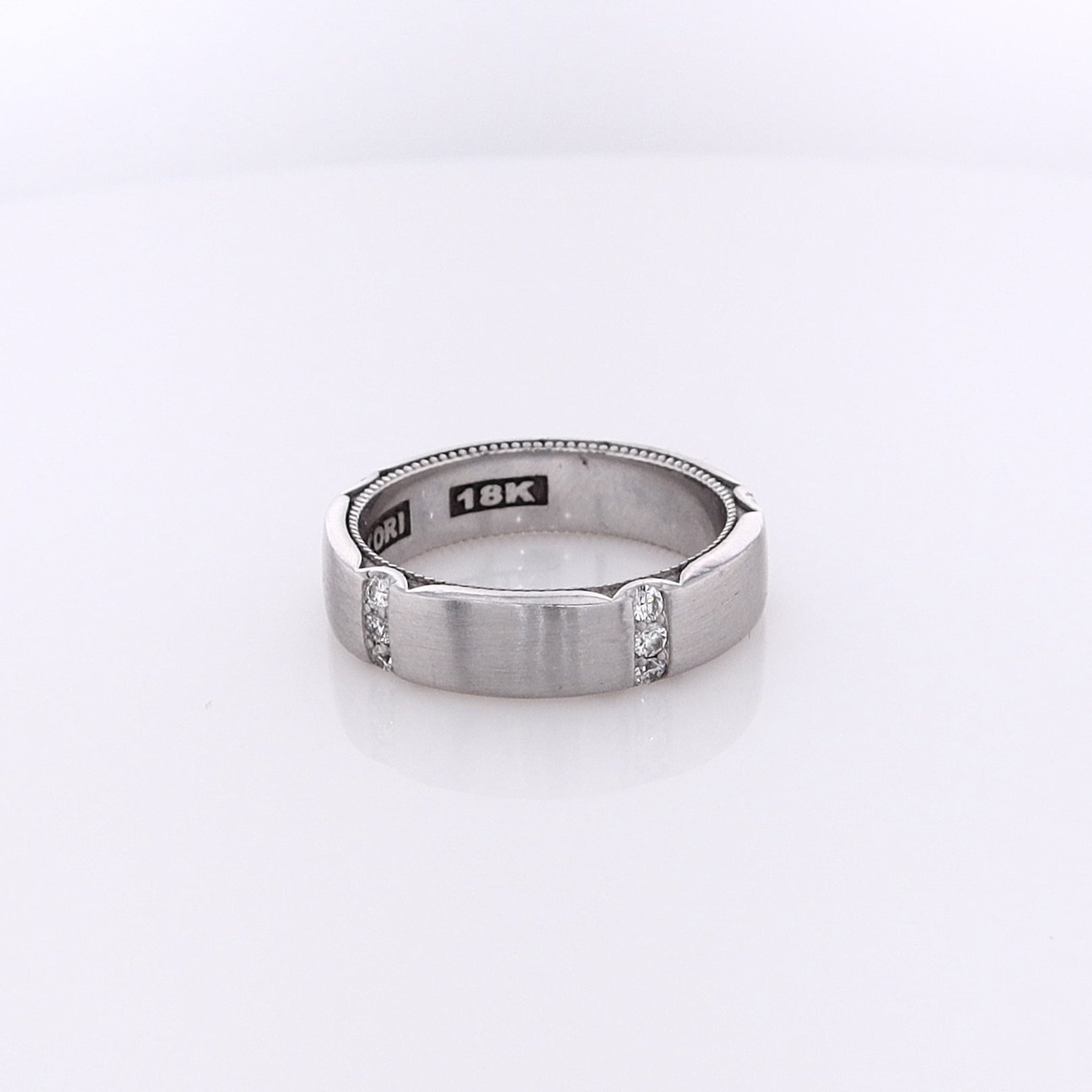 Exquisite Estate Tacori 18 Karat White Gold Diamond Wedding Band with Satin Finish