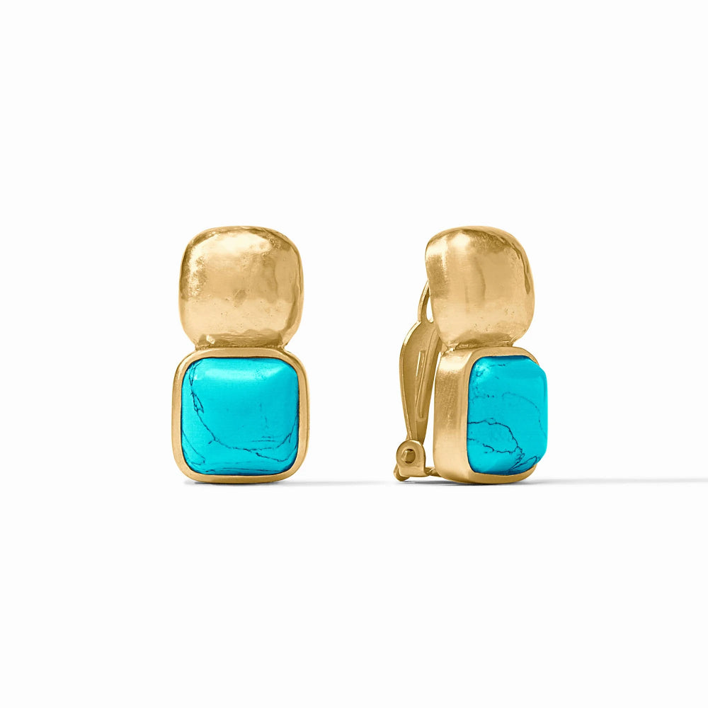 Julie Vos Catalina Clip - On Fashion Earrings with a Unique Gemstone Design