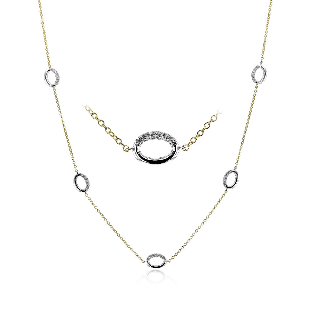 Stunning Simon G. 18k Gold Necklace Adorned with 0.39 ct G VS Diamonds