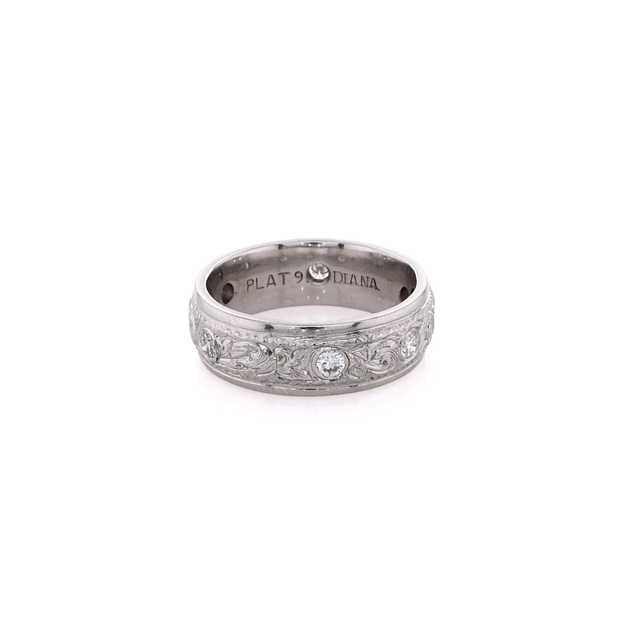 Exquisite Estate Platinum Diamond Drill Set Wedding Band for Brides