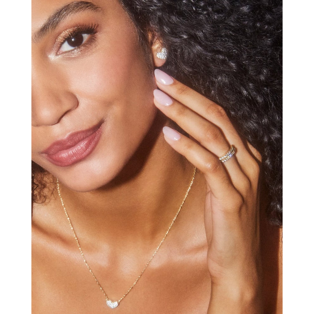Kendra Scott White Cubic Zirconia Ari Pave Crystal Heart Earrings