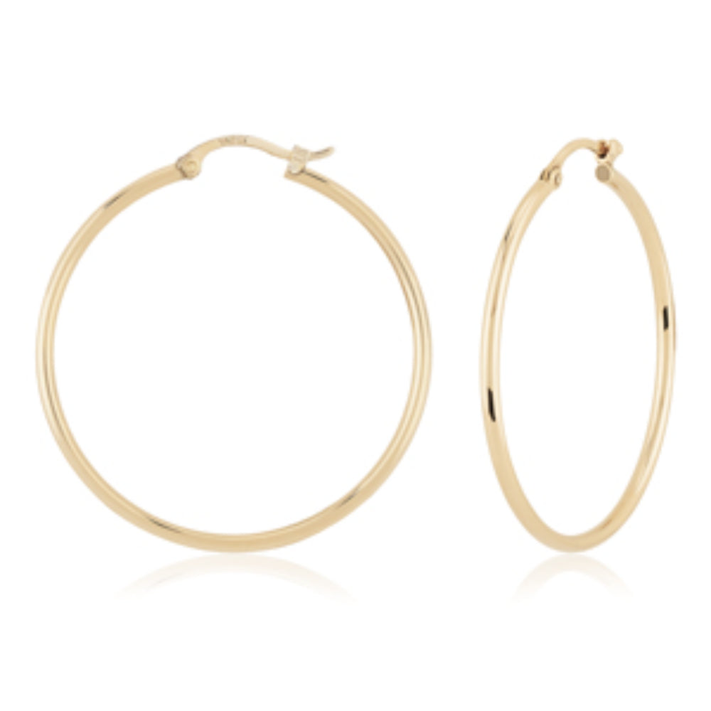 Exquisitely Polished 14k Gold Hoop Earrings for Women's Fashion Jewelry