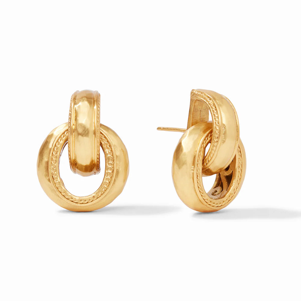 Julie Vos 1.3-Inch 24K Gold Plated Cannes Doorknocker Earrings