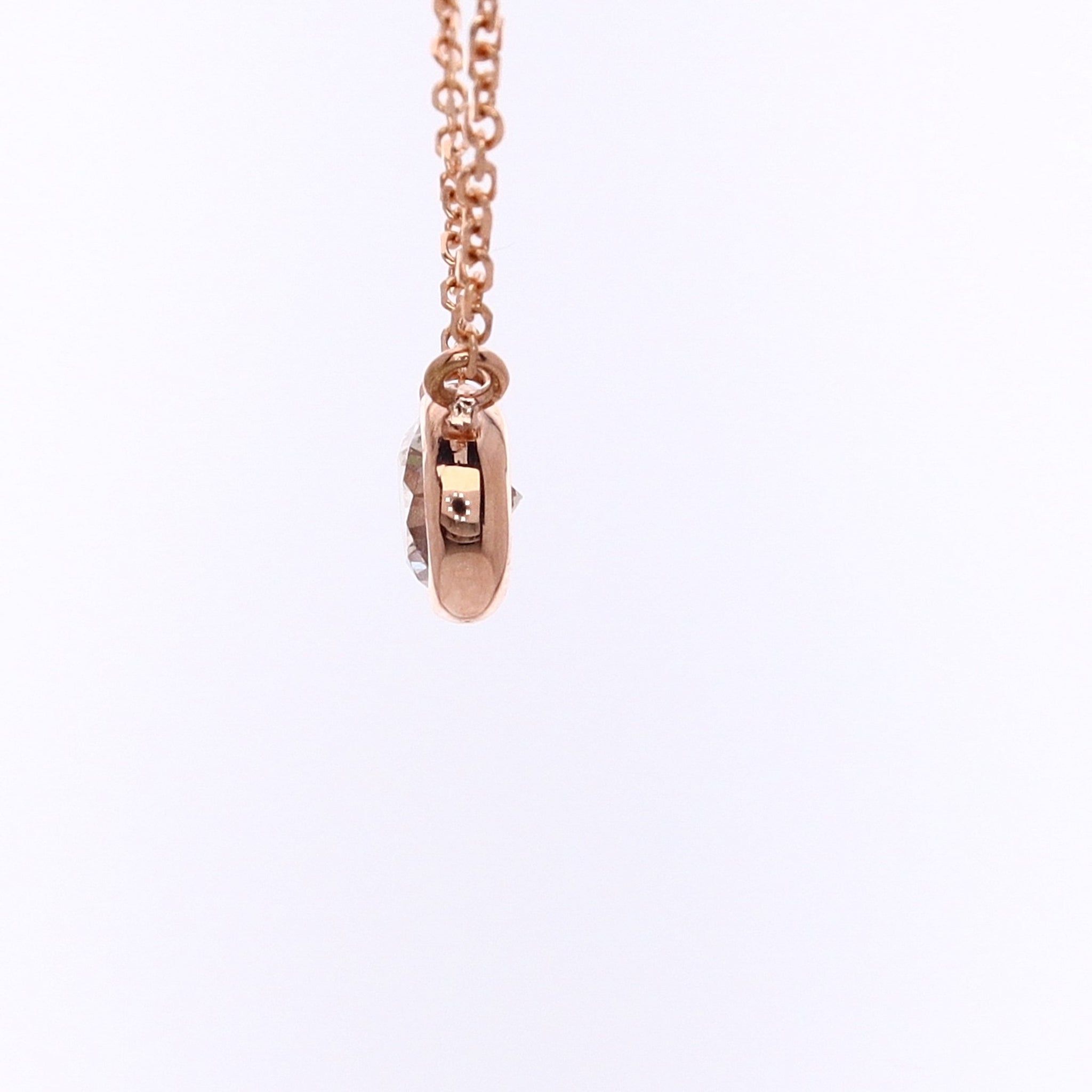 Elegant 14 Karat Rose Gold Solitaire Diamond Pendant with Cable Chain Necklace - A Timeless Jewelry Piece