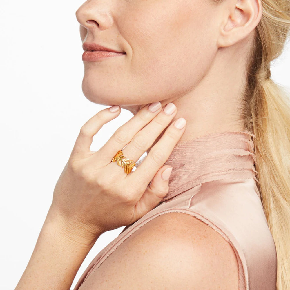 Julie Vos Stylish Gilded Fern Ring - Suitable for Medium to Large Finger Sizes