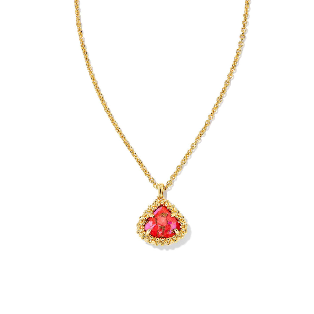 Kendra Scott Gold-Plated Short Pendant Necklace with Framed Kendall Design - A Fashionable Jewelry Piece