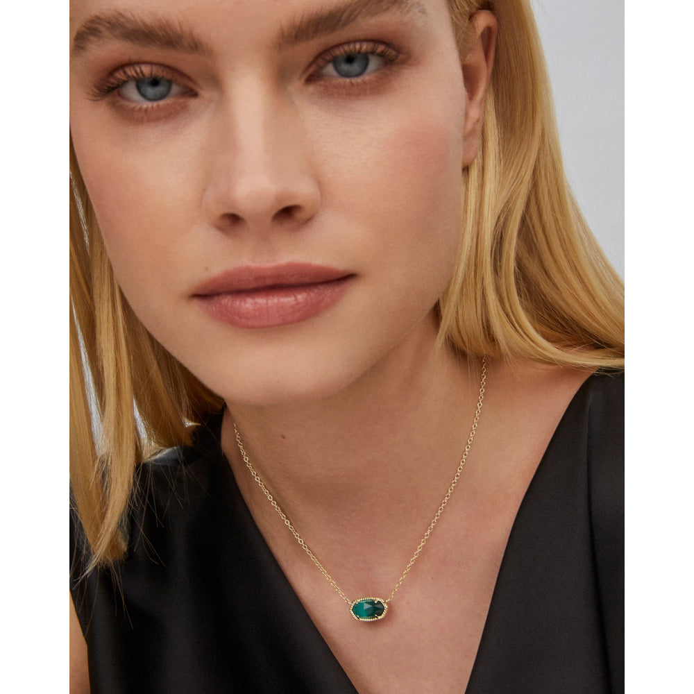 Kendra Scott's Stunning Elisa Emerald Cats Eye Gold Pendant Necklace for Women's Jewelry Collection