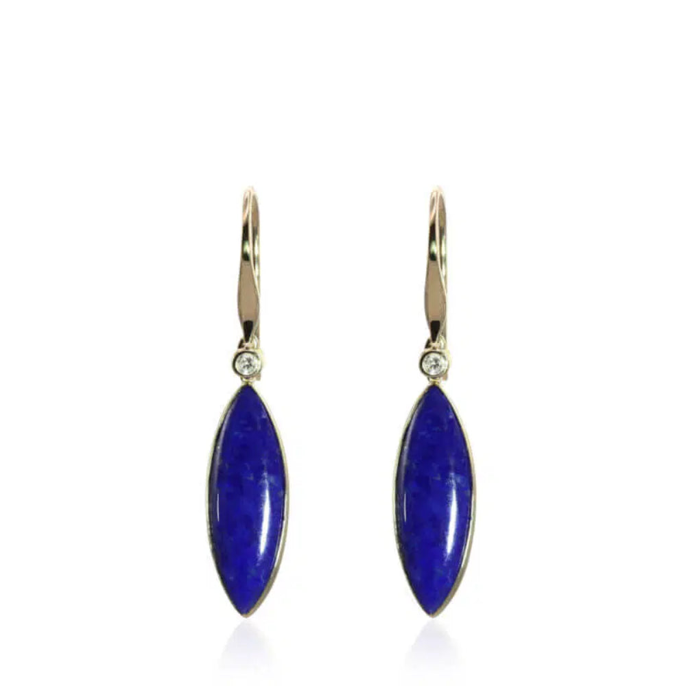 14k Yellow Gold Gemstone Drop Earrings with Diamonds