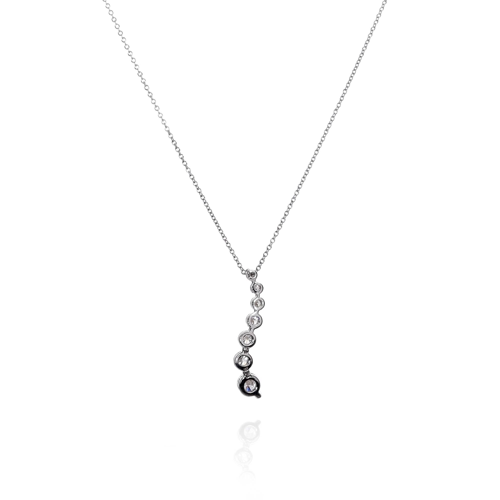14k White Gold Exquisite S-Shaped Diamond Journey Pendant Necklace for Fashion Lovers