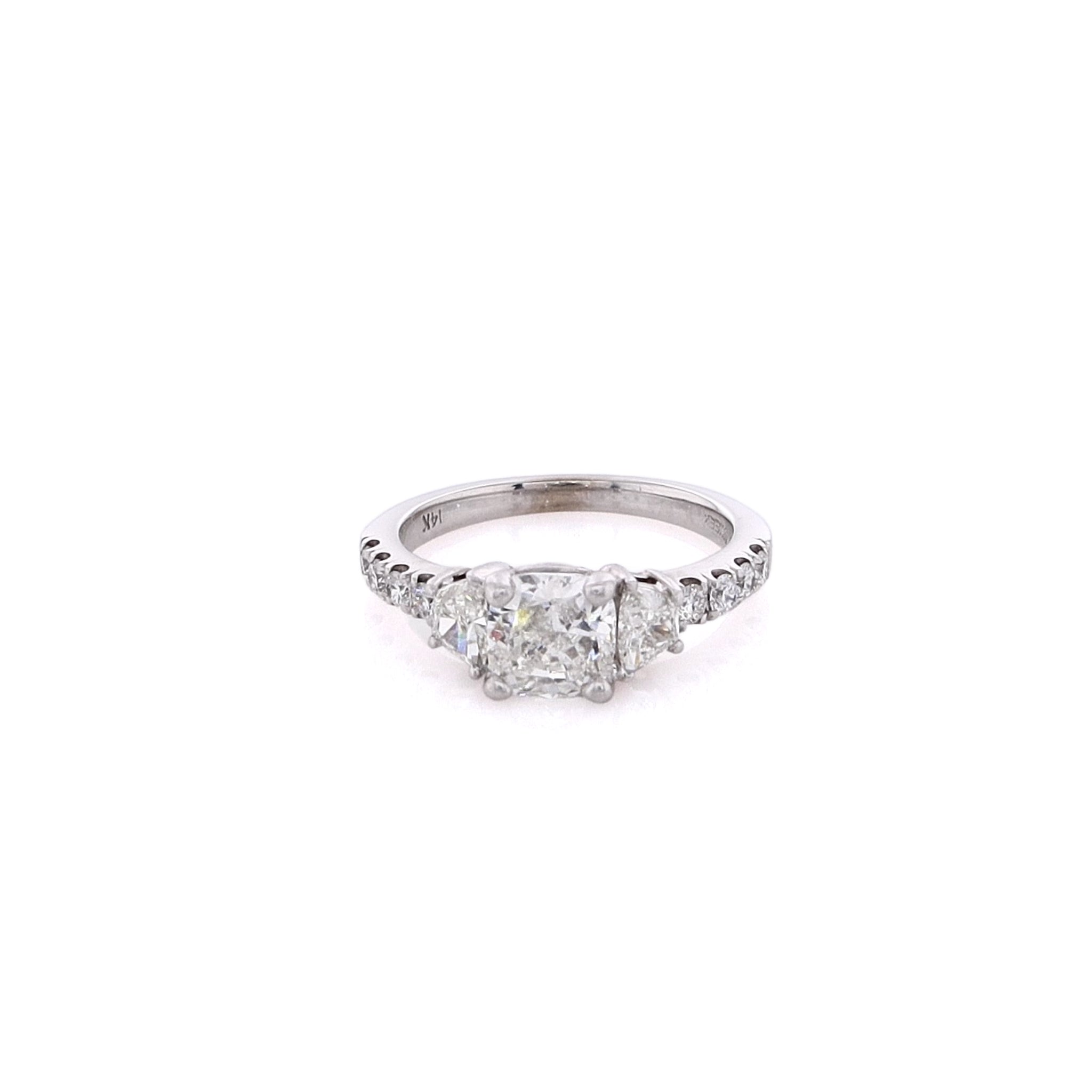 14K White Gold Estate Engagement Ring with GIA Certified 1.00ct Cushion Diamond