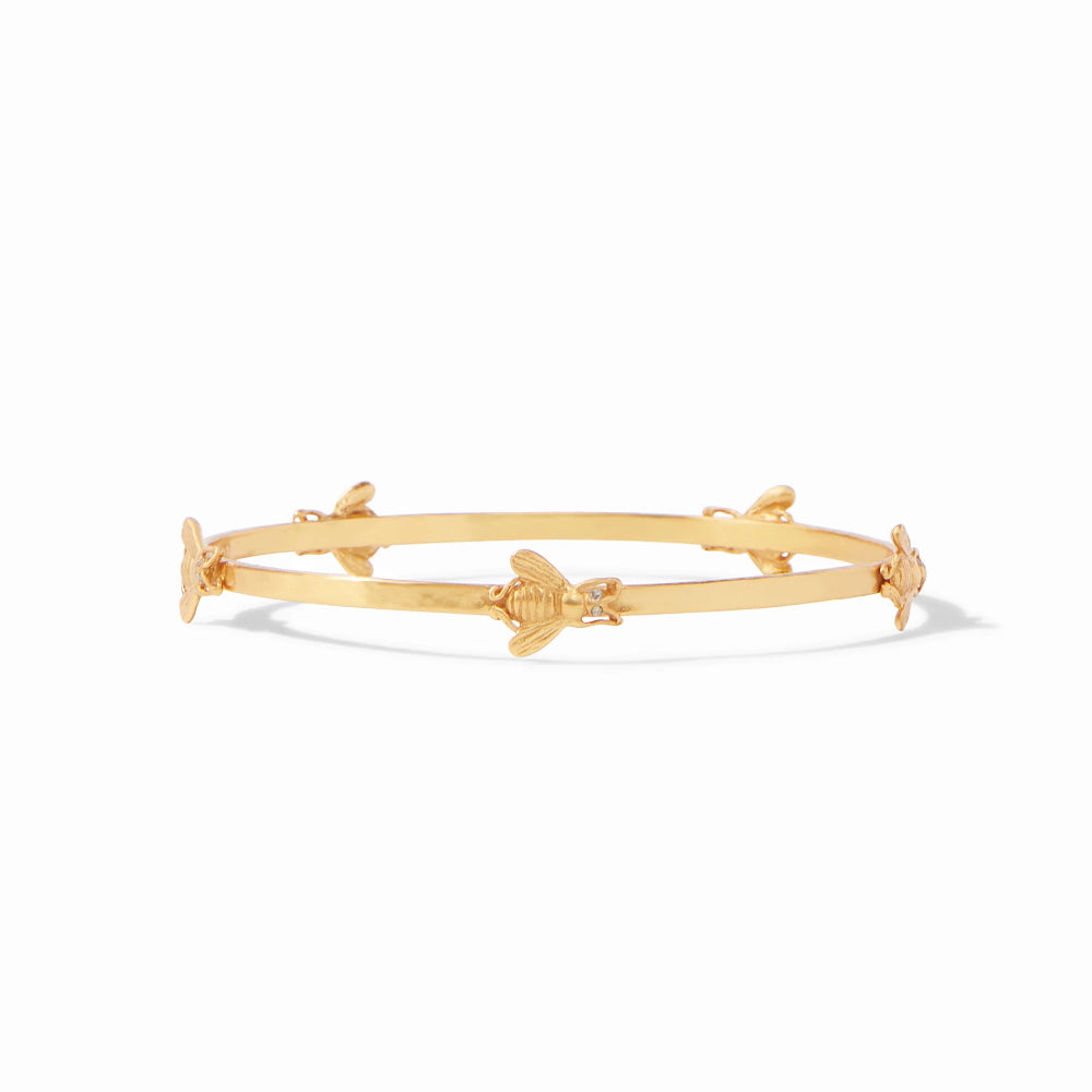 Julie Vos 24K Gold Plated Whimsical Bee Bangle with Sparkling CZ Eyes